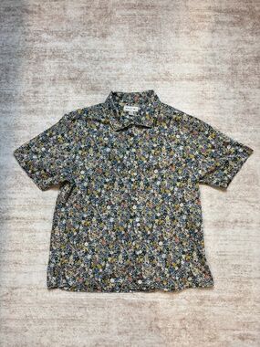 Free Assembly Men's Floral Button Up Shirt Medium 100% Cotton
